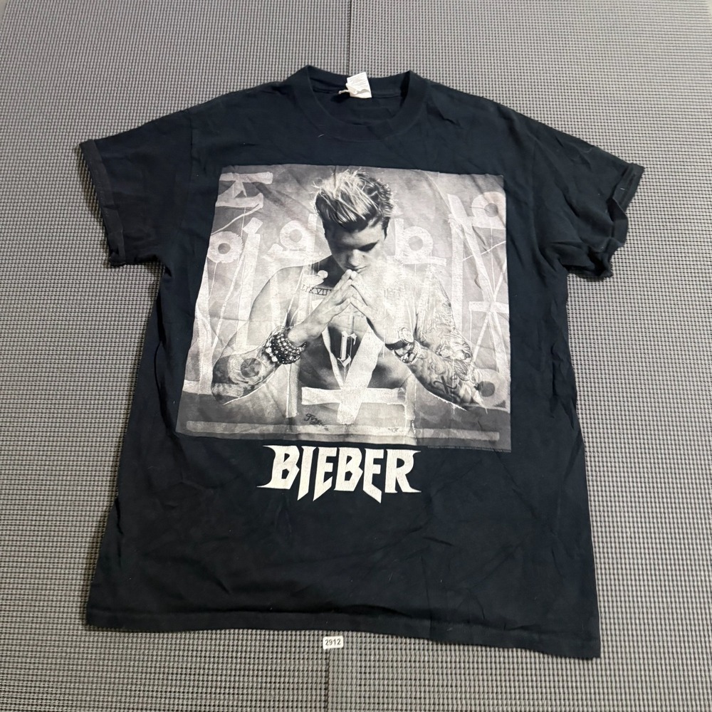 Gildan Justin Bieber Purpose Tour Black Graphic T-Shirt Size M
